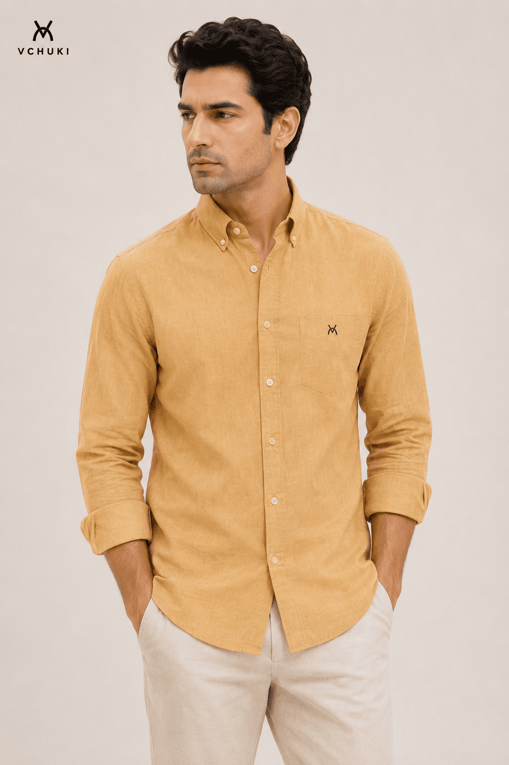 Golden Dune Linen Full Sleeve Shirt - Golden Dune