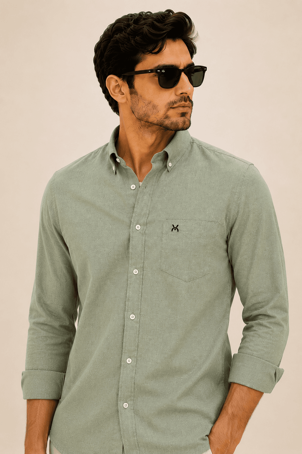 Olive Green Linen Full Sleeve Shirt - Olive Green alternate view