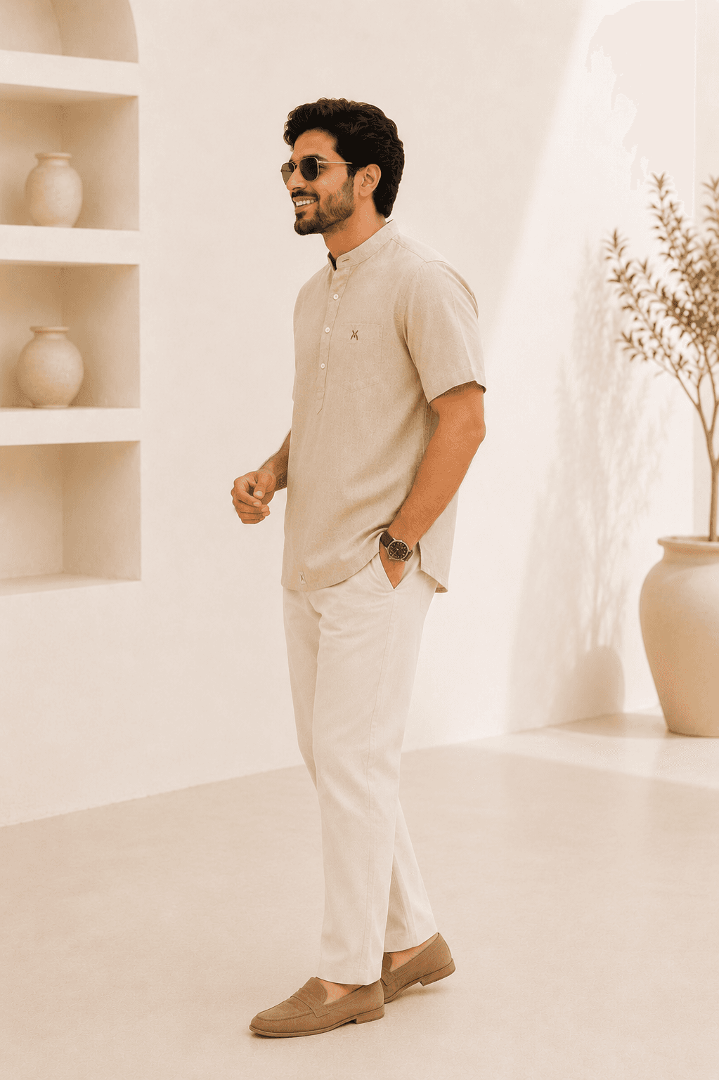 Desert Sand Short Kurta Half Sleeve - Desert Sand alternate view